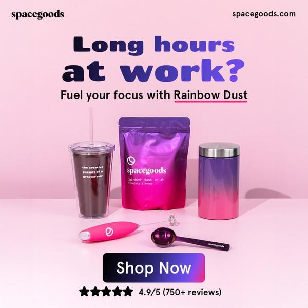A clean, studio-lit product showcase for an energy drink supplement that targets working professionals with a direct question hook.